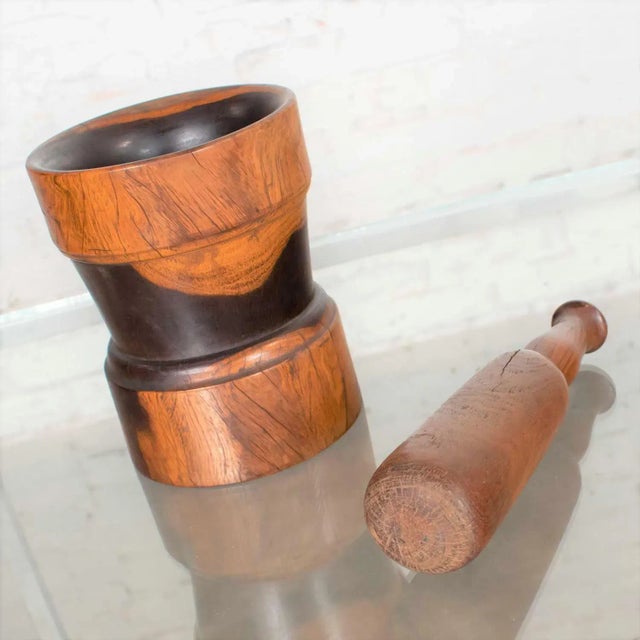 Vintage Mid-Century Modern Mortar and Pestle or Objet d'Art Hand Turned Wood For Sale - Image 6 of 12