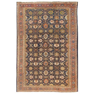 Antique Sultanabad Navy/Rust Rug, 10' 0" X 14' 7" For Sale