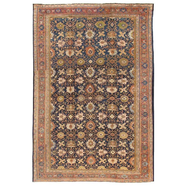 Antique Sultanabad Navy/Rust Rug, 10' 0" X 14' 7" For Sale