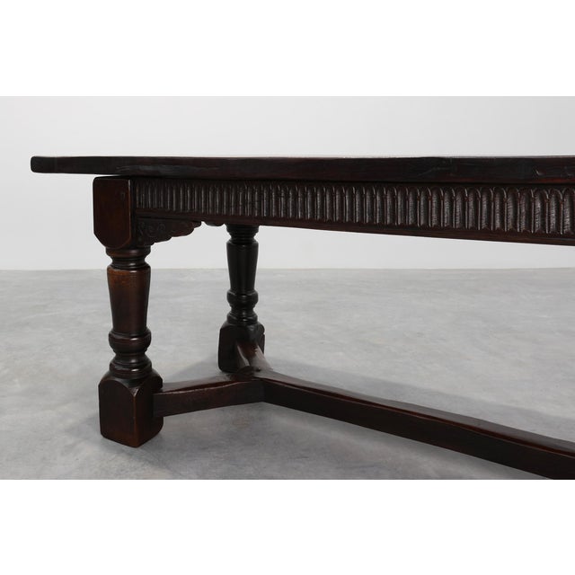 17th Century Belgian Full Dark Oak Dining Table For Sale - Image 10 of 18
