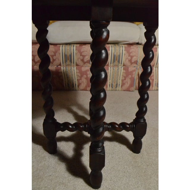 Antique Octagon Sofa Table Carved Dark Oak Barley Twist Louis XIII Jacobean John A. Colby & Sons For Sale In Chicago - Image 6 of 11