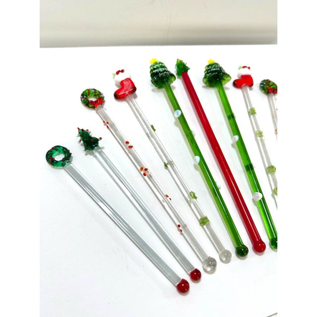 Vintage Murano Style Art Glass Swizzle Sticks – Bar Cart Decor & Cocktail Entertaining – Set of 11 For Sale - Image 9 of 10