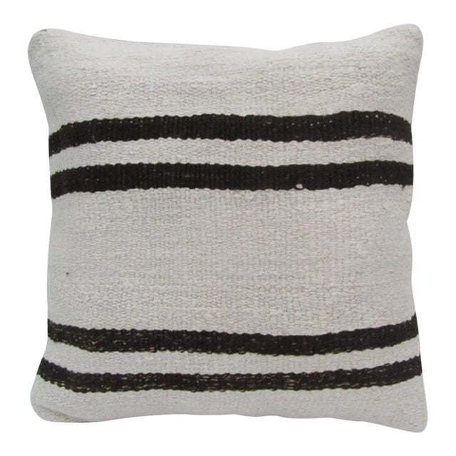 Handmade Striped Natural Kilim Pillow Cover For Sale