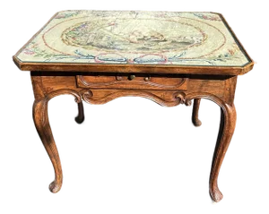 19th Century Walnut Desk With Aubusson Tapestry Top