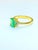Bochic "Capri" Natural Emerald & Natural Diamonds Vintage Retro Ring Set In 18K Gold & Silver Natural Emerald Shape Center...