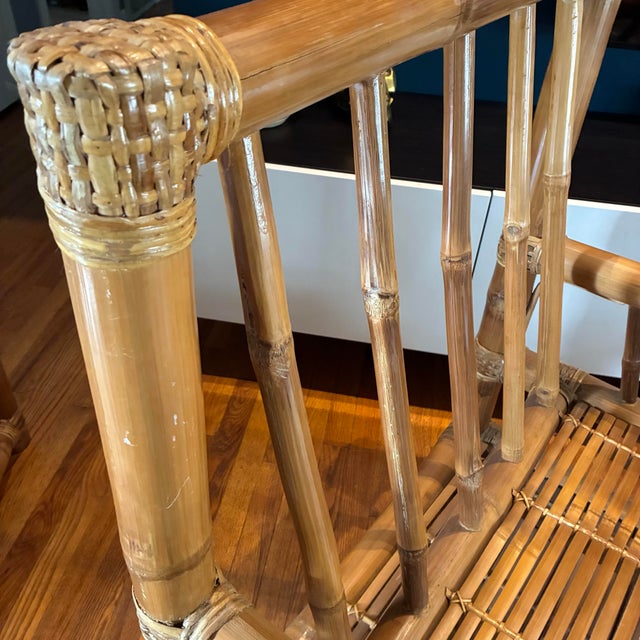 Vintage Pair of Coastal Elephant Bamboo Rattan Chairs For Sale In Kansas City - Image 6 of 10