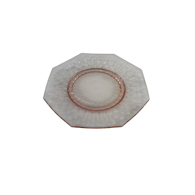Mid-Century Modern Mid 20th Century Pink Depression Glass Octagon Plates - Set of 7 For Sale - Image 3 of 15
