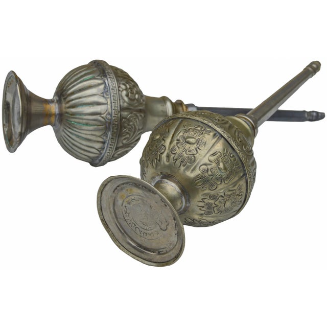 Early 20th Century Early 20th Century Moorish Silver-Tone Perfume Bottles- Set of 2 For Sale - Image 5 of 7