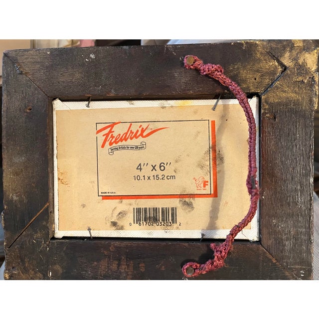 1990s Oil on Board Snowy Evergreens by a Country House Painting For Sale - Image 4 of 4