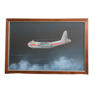 World War 2 Original Oil Painting, Budd Rb - 1 Conestoga Cargo Airplane, United States Navy Rare Artifact - Circa 1942