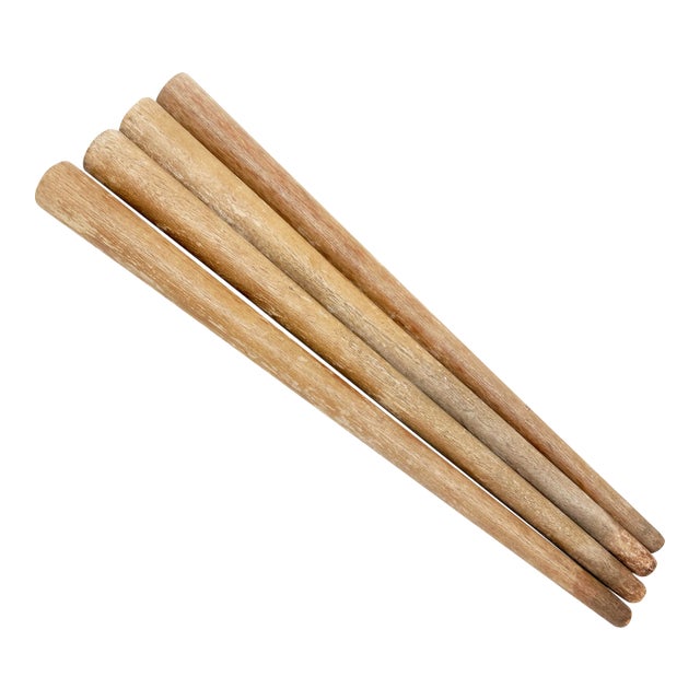 1950's Mid Century Modern Long Tapered Wooden Table Legs - 4 Pieces For Sale