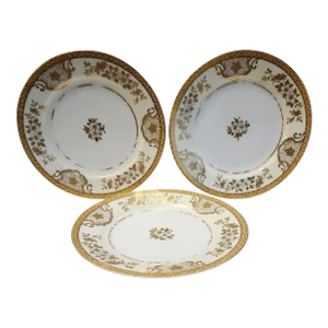 1950s Mid-Century Meito Japan Hand Embossed Gold Plates- Set of 3