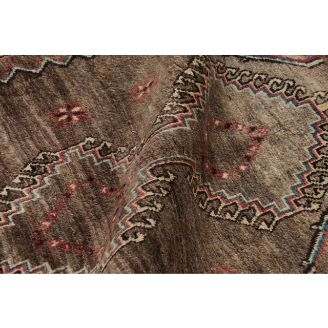 Textile Vintage Gabbeh Persian Rug in Beige-Brown With Geometric Medallion - Rug & Kilim For Sale - Image 7 of 8