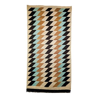 Vintage Navajo Rug, Eye Dazzler Pattern, Wool & Cotton, Native American Wall Art, 3x5 For Sale