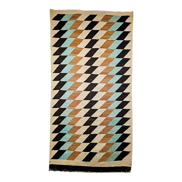 Vintage Navajo Rug, Eye Dazzler Pattern, Wool & Cotton, Native American Wall Art, 3x5 For Sale