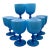 Vintage Carlo Moretti Italy Blue White Cased Murano Glass Wine Water Glasses - Set of 8 For Sale