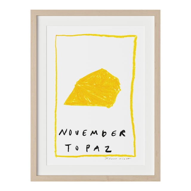 November Topaz Birthstone Print by Tatiana Alida in Tan Frame For Sale