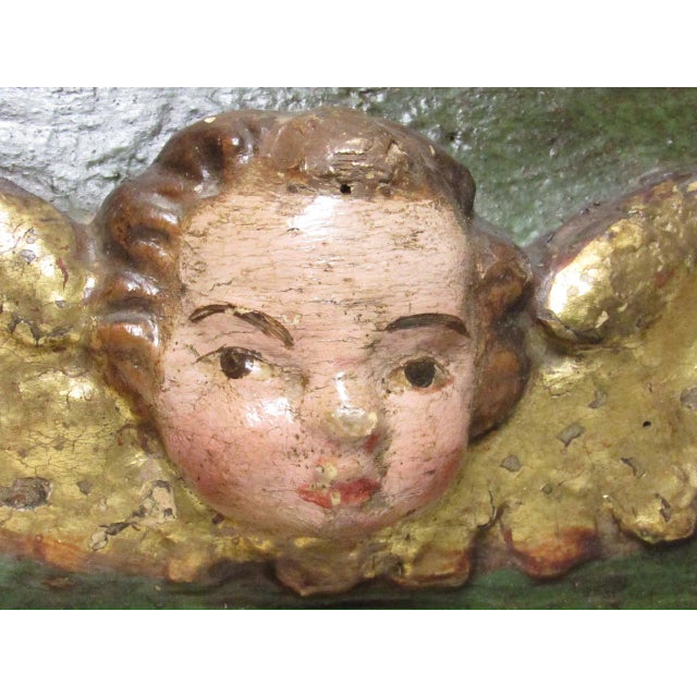 Spanish Antique Hand Carved Spanish Colonial Framed Putti Heads For Sale - Image 3 of 17