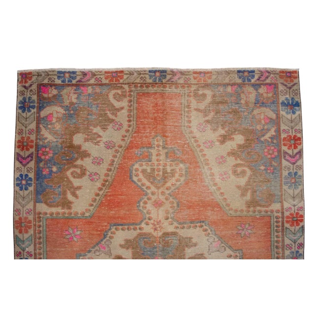 Textile Distressed Low Pile Turkish Rug Vintage Area Rug - 4'3" X 7'10" For Sale - Image 7 of 15