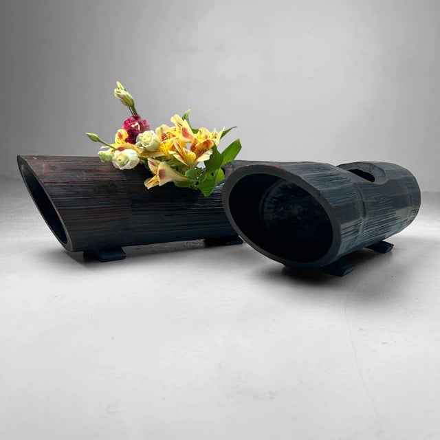Vintage Bamboo Ikebana Vases, Japan, 1960s, Set of 2 For Sale - Image 13 of 17