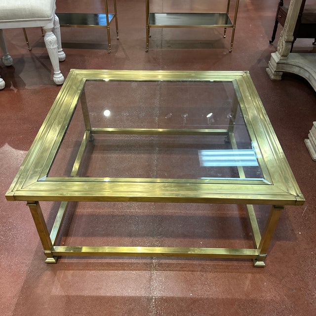 Unmarked Brass Master Craft Coffee Table Bevel Glass Top