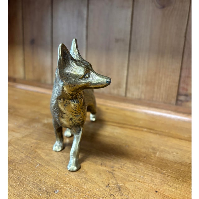 Mid 20th Century Vintage English Brass Fox Figure For Sale - Image 5 of 6