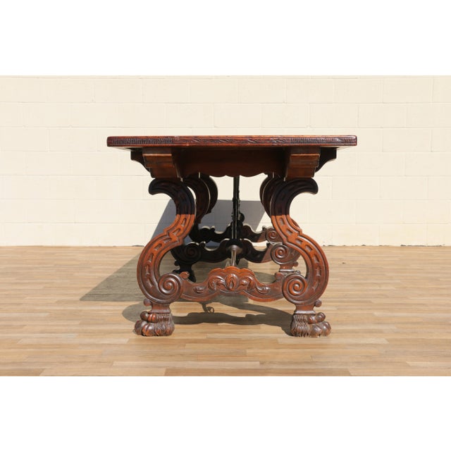 Spanish Baroque Revival Rosewood & Walnut Trestle Dining Table, Circa 1930s For Sale - Image 15 of 18