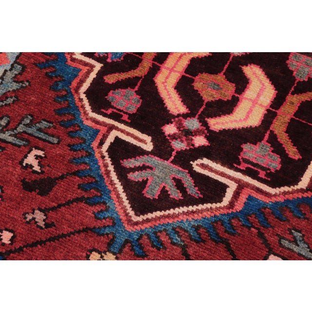 1990s Boho Chic Tabriz Red/Beige Wool Runner Rug- 3'2'' X 9'0'' For Sale - Image 5 of 10