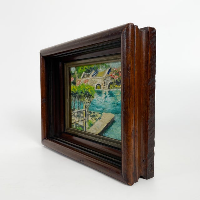 Small Vintage Coastal Painting Framed For Sale - Image 4 of 6