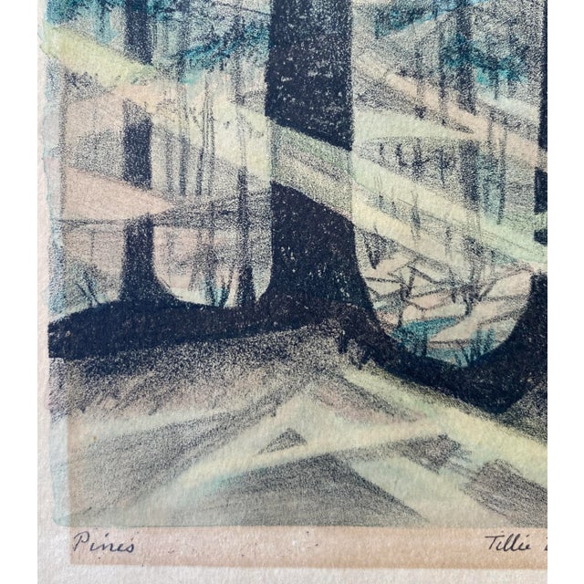 Mid-Century Modern 1950s Tillie Boykin Pines Lithograh For Sale - Image 3 of 5