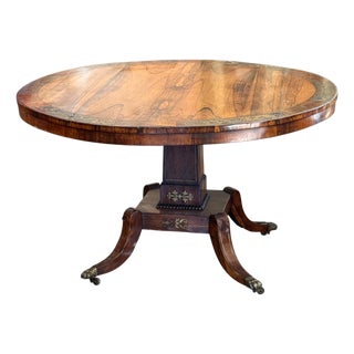 19th Century Regency Rosewood Center Table With Brass Inlay For Sale