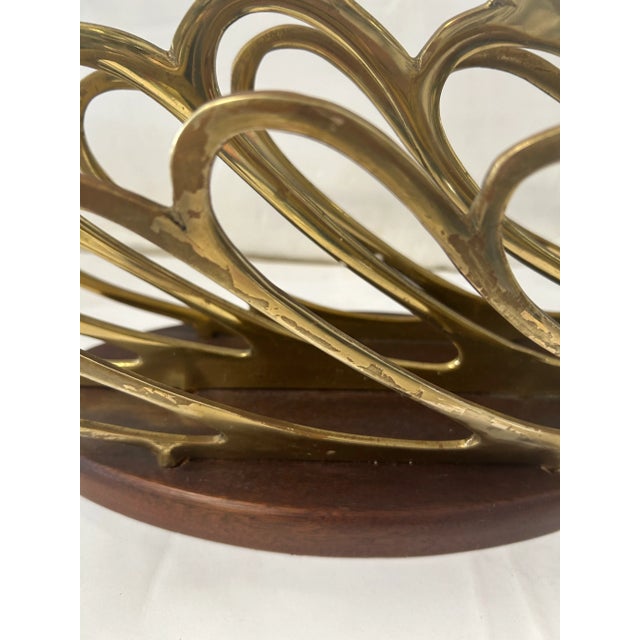 Hollywood Regency 1980s Swan Shaped Brass Magazine Rack For Sale - Image 3 of 8