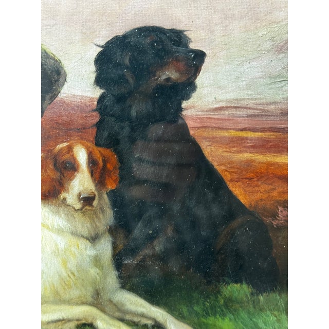 English Victorian Hunting Oil Painting “Game Dogs” – Robert Cleminson (1864–1903) Gilt Framed For Sale - Image 11 of 18
