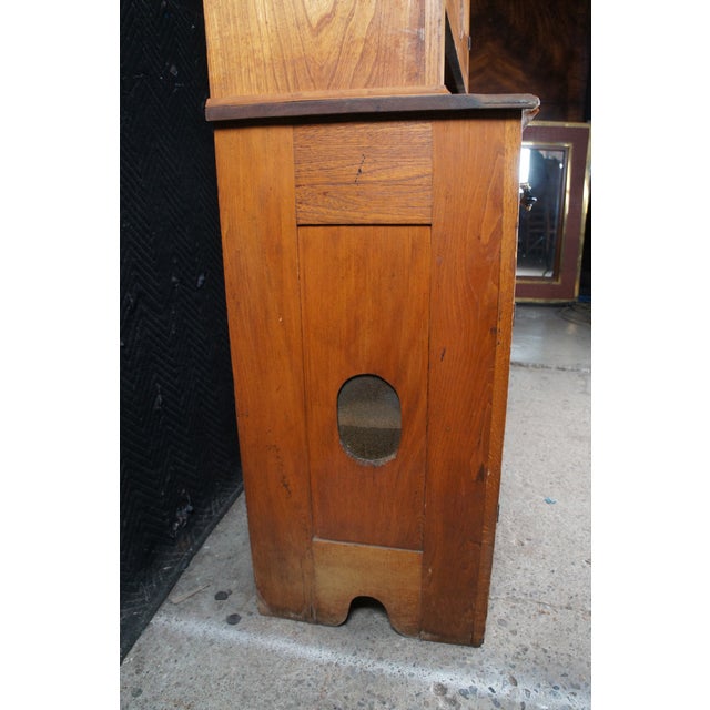 Antique Oak Stepback Farmhouse Hutch Cupboard Pie Safe Kitchen Cabinet For Sale - Image 11 of 14