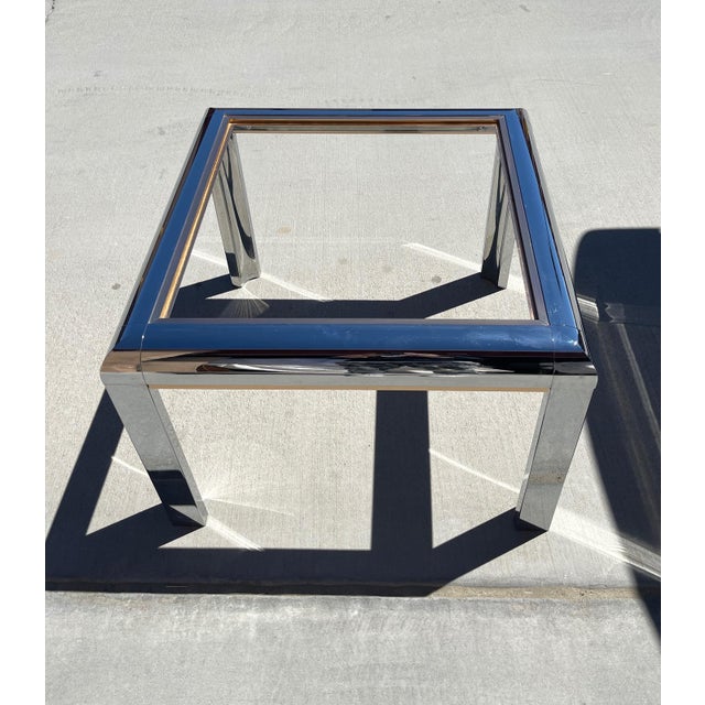 1960s John Mascheroni Style Chrome and Brass Mirrored Glass Side Table For Sale - Image 9 of 11
