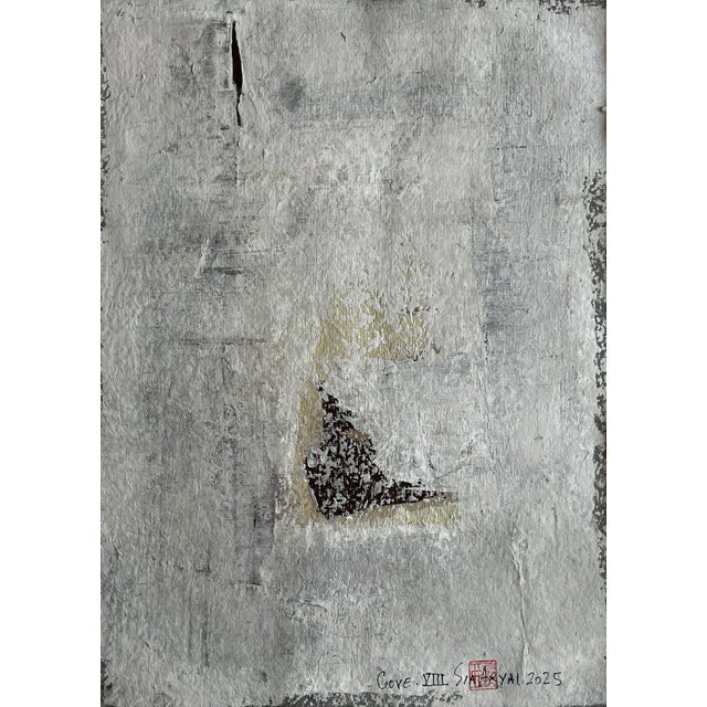 Abstract moments arranged as if in panels bring a striking balance to this original wall art painting on handmade...