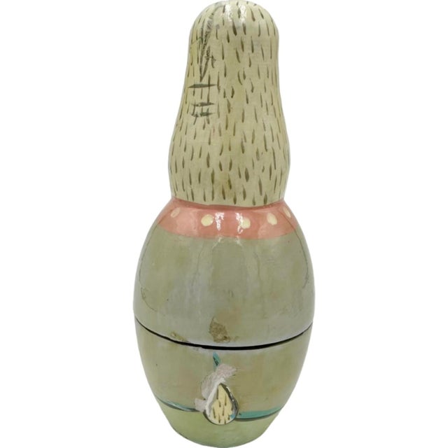 Vintage Easter Bunny Rabbit Nesting Dolls Midwest Importers Wooden Matryoshka For Sale - Image 9 of 13