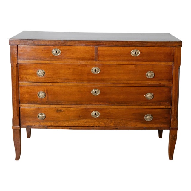 Antique Directoire period chest of drawers in walnut - Italy 18th century For Sale