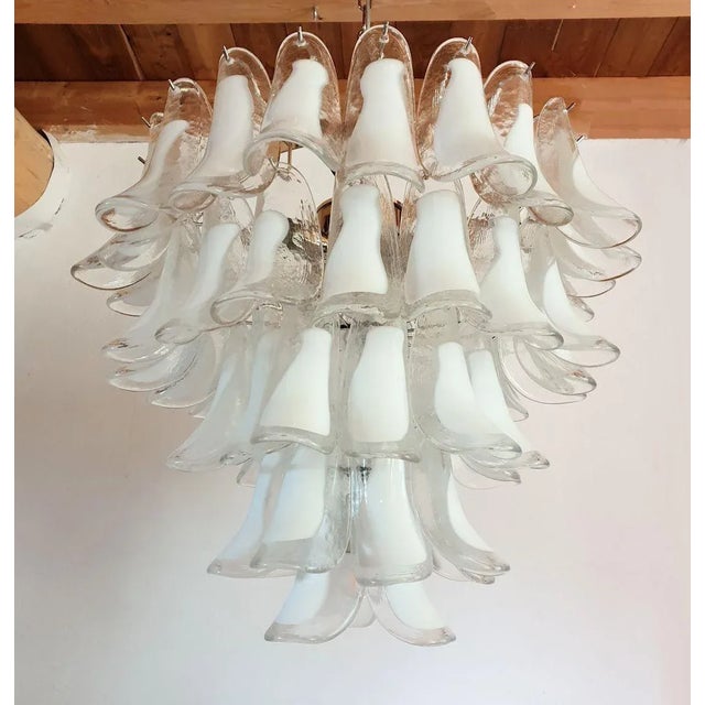 White White Murano Glass Chandelier Mazzega Style 1980s For Sale - Image 8 of 11