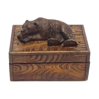 Antique Black Forest Carved Bear Box For Sale