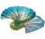 Murano Vintage Murano Barovier Toso Blue Rim Gold Flecks Ribbed Surface Italian Art Glass Seashell Sculptural Bowl For Sale - Image 4 of 10