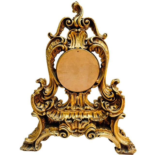 Gold Large Scale Vintage Rococo Style Gilt Table Clock, German Movement For Sale - Image 8 of 11