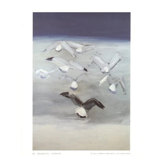 1977 Nicolas De Stael 'Seagulls' Impressionism Black & White Offset Lithograph For Sale
