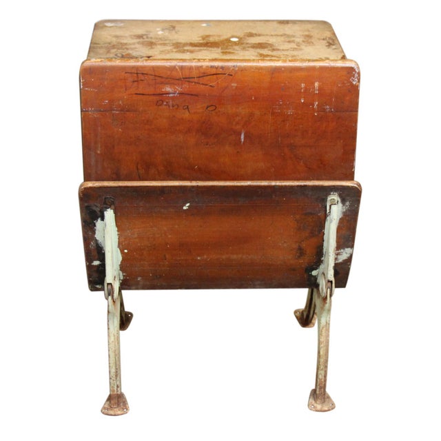Antique Cast Iron #4 Tandem School Desk For Sale - Image 6 of 11