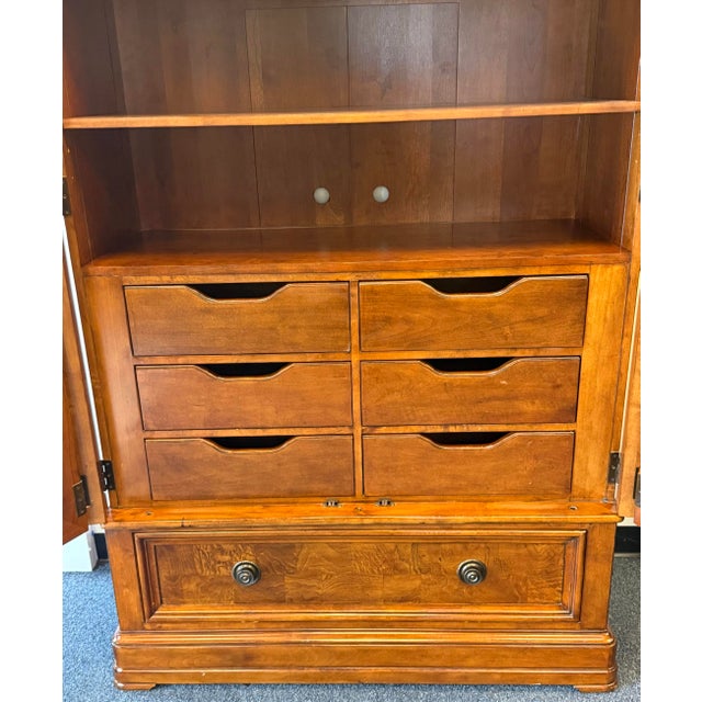 Traditional Vintage Ethan Allen Burled Wood Townhouse Armoire For Sale - Image 3 of 12
