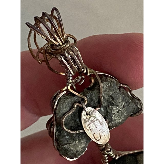 Raw Iron Pyrite Wrapped Pendant in Original Presentation Gift Box For Sale - Image 10 of 18