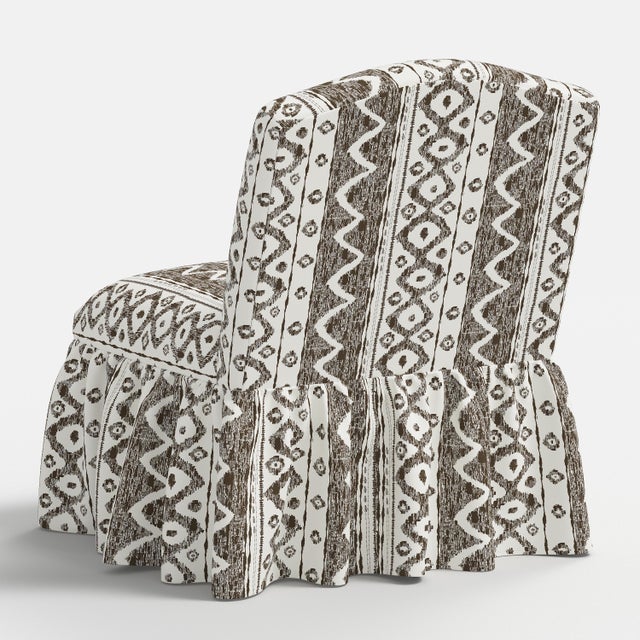 Ashburn Ruffle Slipper Chair in Linny Ikat Brown For Sale In Chicago - Image 6 of 7