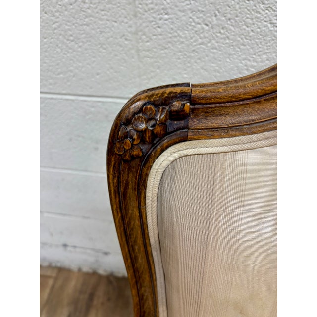 19th Century Antique French Louis XV Carved Bergere Chair Fauteuil For Sale - Image 5 of 12