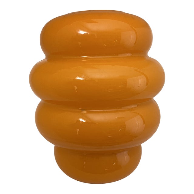 1970s Italian Orange Banded Opaque Glass Vase Chairish