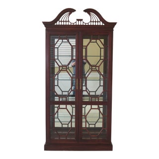 Lineage Chippendale Style Cherry 2 Door Curio Cabinet For Sale